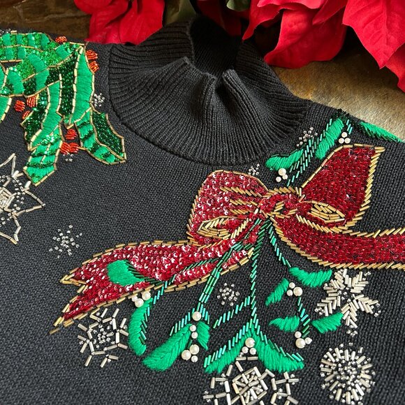 I.B. Diffusion Sequin and Embroidery Poinsettia Holiday Sweater (NEW) - Picture 8 of 11
